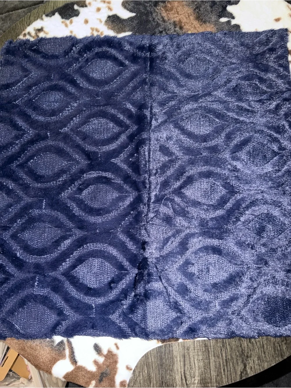 Plush Navy Blue Throw Pillow Covers - Textured Pattern
